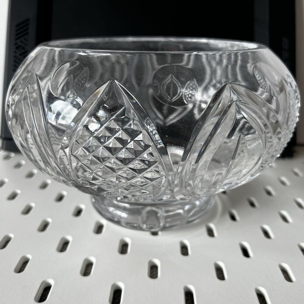 Galway Irish Crystal Footed Bowl Signed by Artist James Callaghan with Sticker